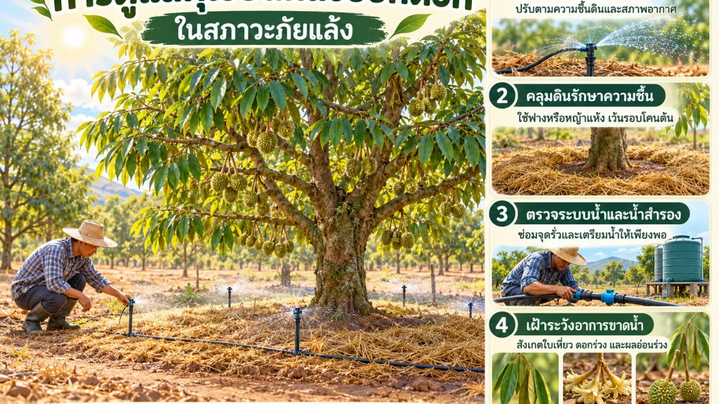 การดูแลทุเรียนหลังออกดอกในสภาวะภัยแล้ง